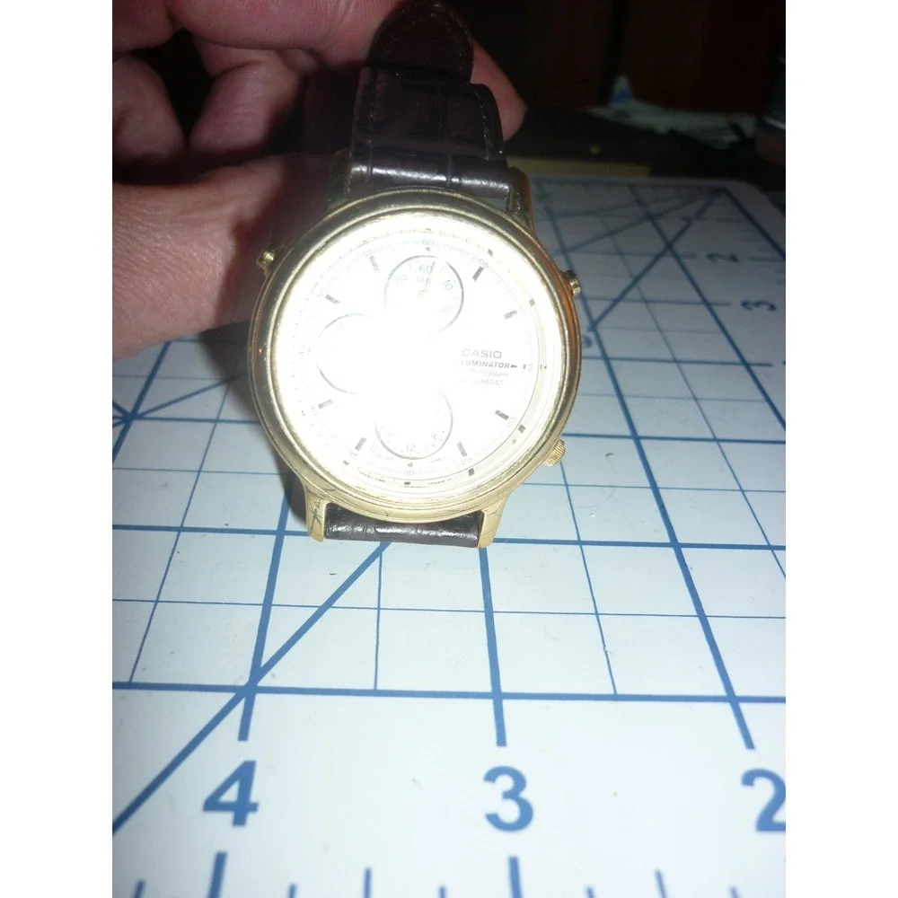 RARE Vintage Casio MQB-100 Chronograph Watch 1323 Japan Gold‎ Tone Clean - FS